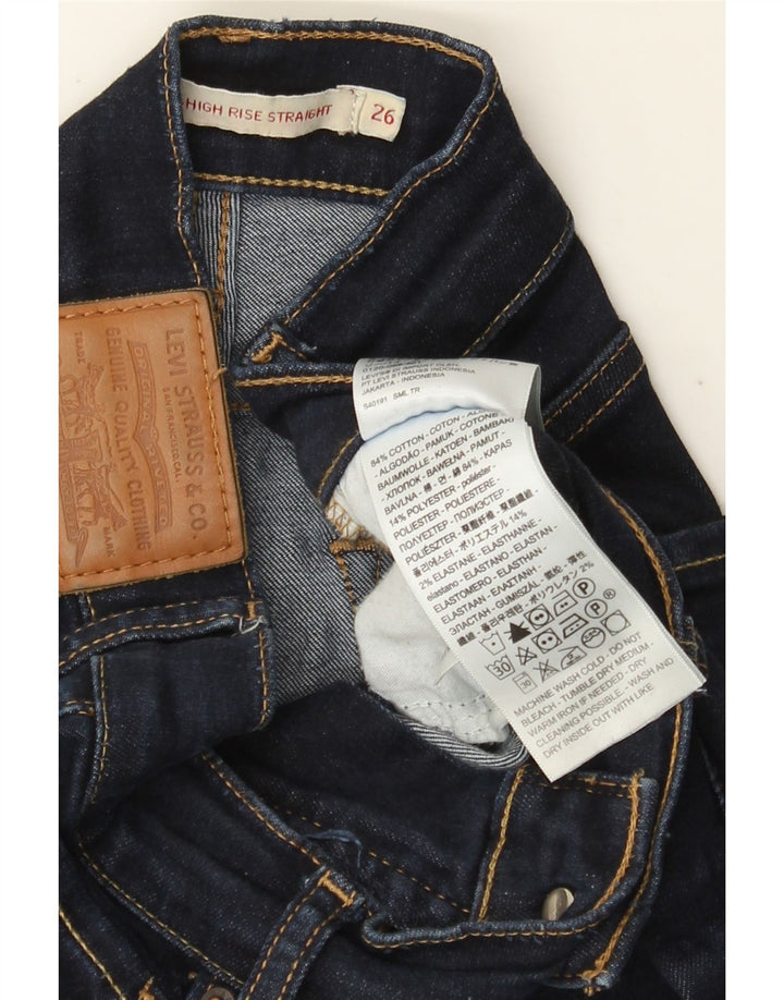 Levi's Damen 724 High Rise Straight Jeans W26 L30 Marineblaue Baumwolle