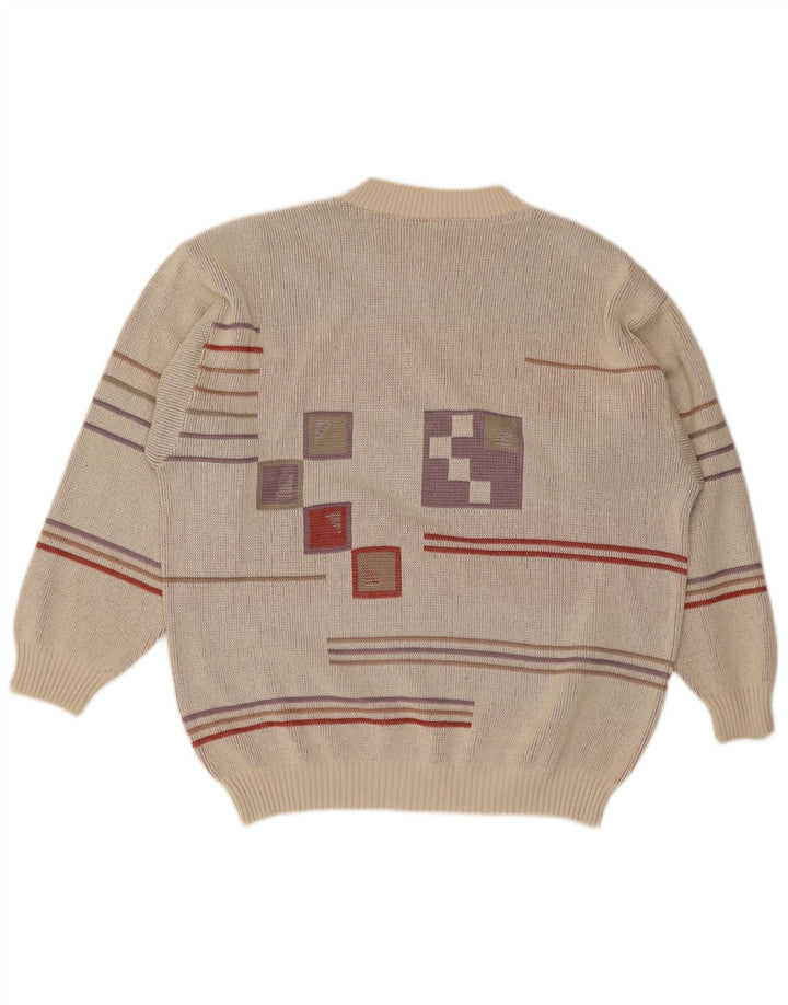 Vintage Herren Pullover mit Rundhalsausschnitt IT 48/50 Mittelgrau Geometrisch