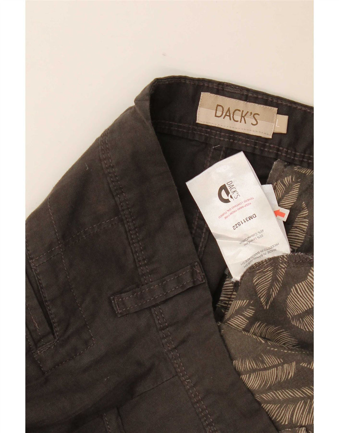 Dack's Slim Cargo-Hose für Herren, Größe L, W34, L32, Grau, Leinen