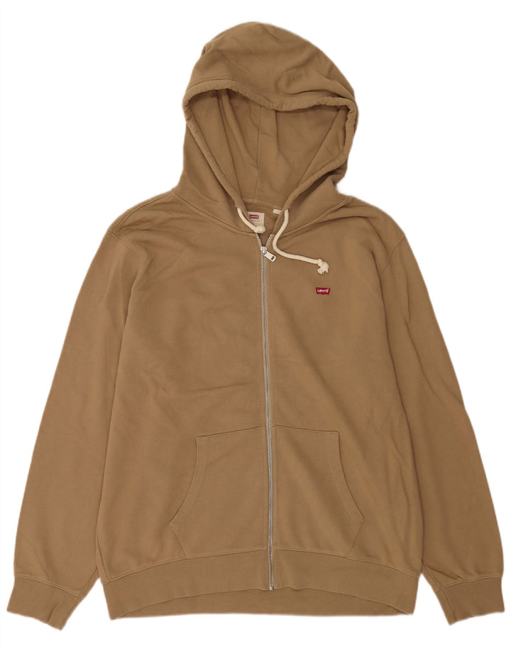 Levi's Herren Standard-Kapuzenpullover mit Reißverschluss, groß, braune Baumwolle