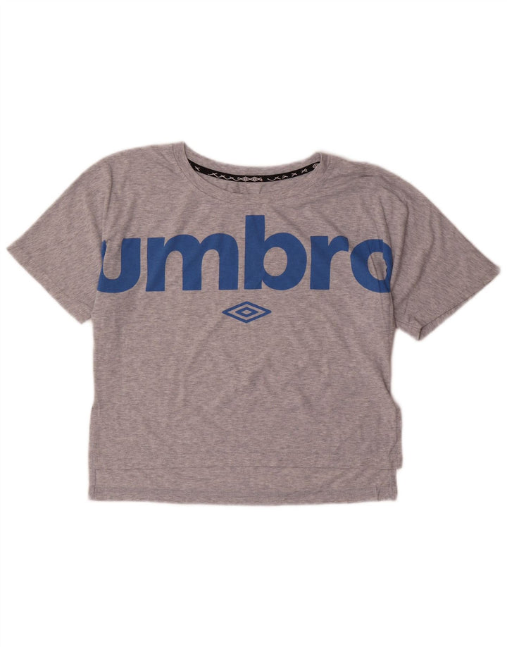 UMBRO Damen Crop Graphic T-Shirt Top UK 14 Mittelgrau meliertes Polyester