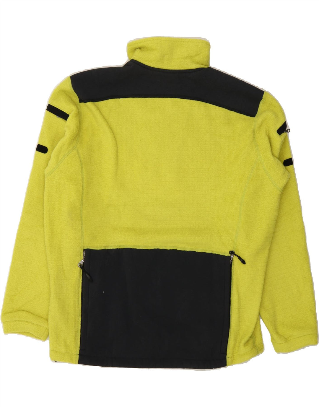 BAILO Mens Zip Neck Fleece Jumper Large Yellow Colourblock Polyester Vintage Bailo and Second-Hand Bailo from Messina Hembry 