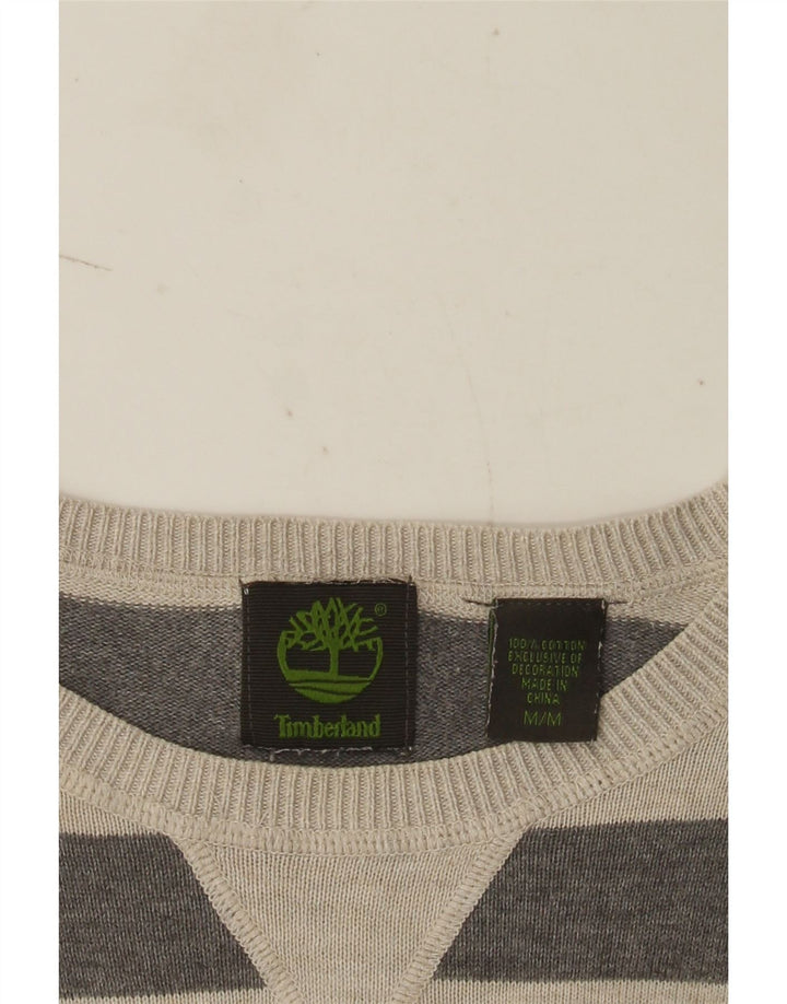 Timberland Herren-Pullover mit Rundhalsausschnitt, mittelgrau, gestreift, Baumwolle