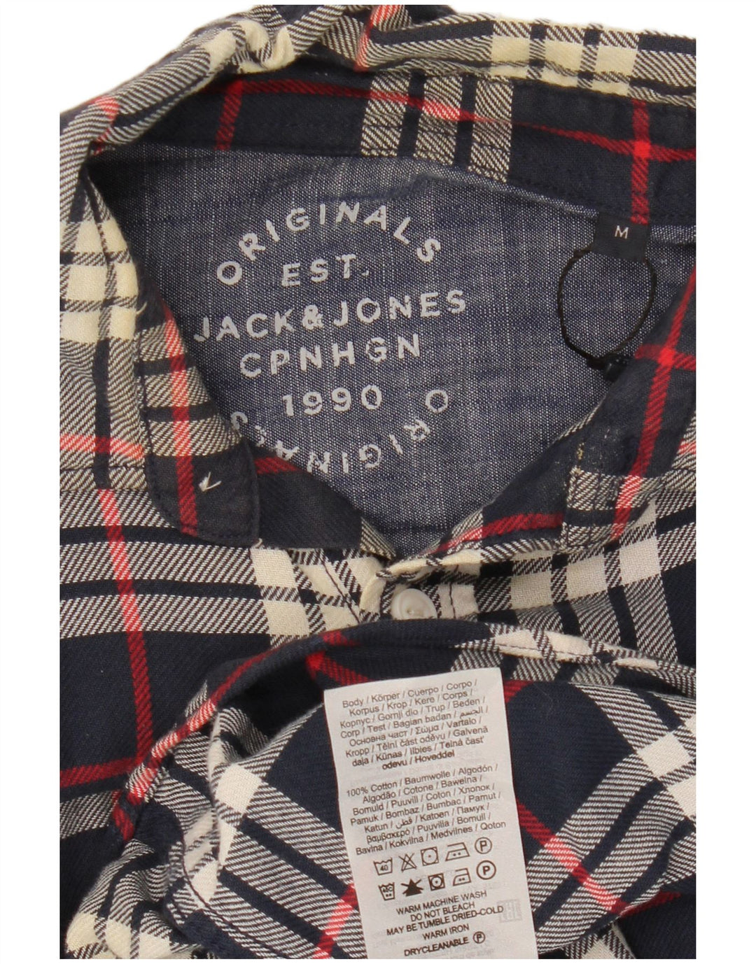 Jack & Jones Herren-Flanellhemd, mittelgroß, marineblau, kariert, Baumwolle