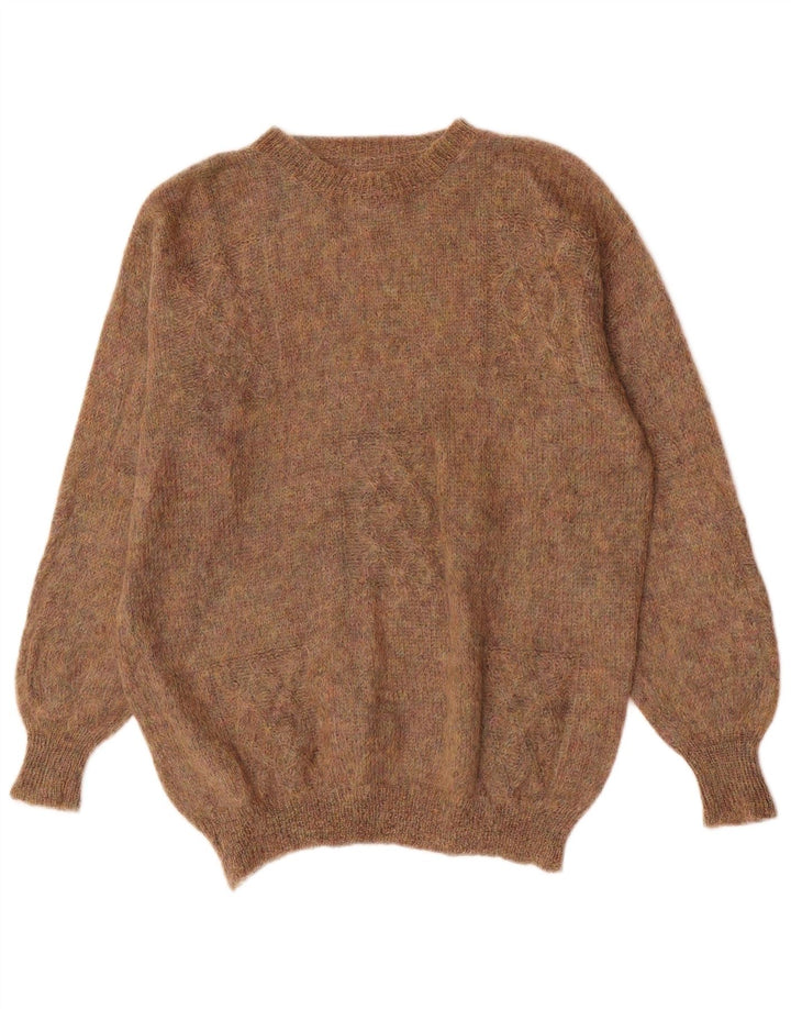 Vintage Herren Pullover mit Rundhalsausschnitt, groß, braun