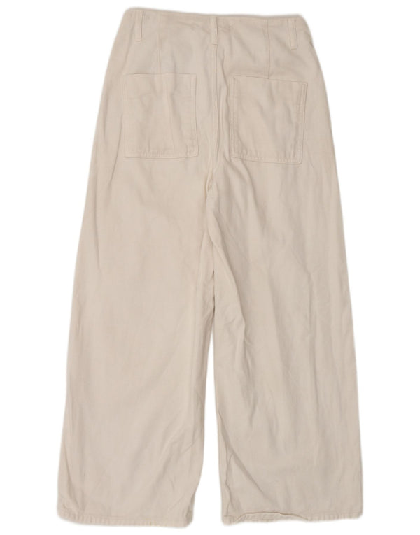 Zara Damen High Rise Wide Leg Jeans EU 36 XS W26 L26 Weiße Baumwolle