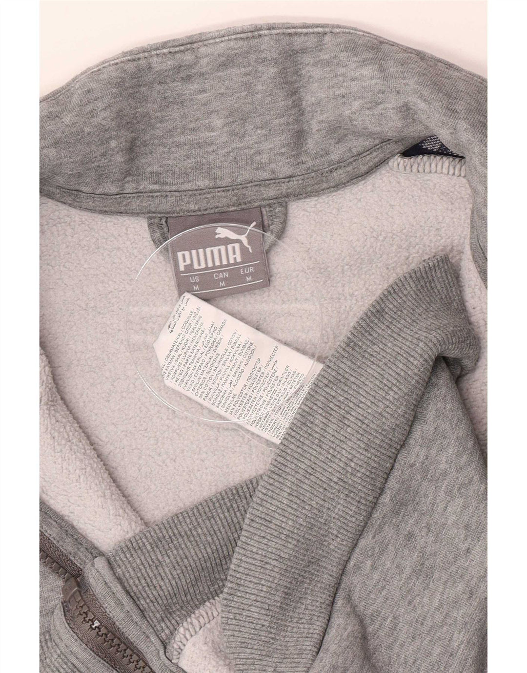 Puma Herren-Trainingsanzug mit grafischem Oberteil, mittelgraue Farbblock-Baumwolle