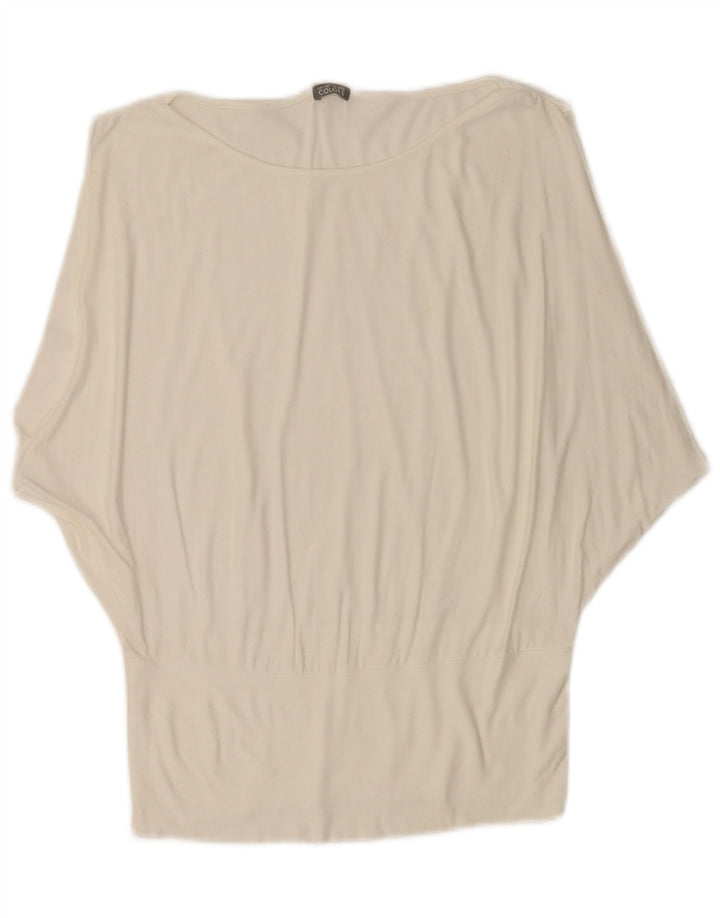 Benetton Damen-Blusenoberteil mit Fledermausärmeln, UK-Größe 44, mittlere, cremefarbene Viskose