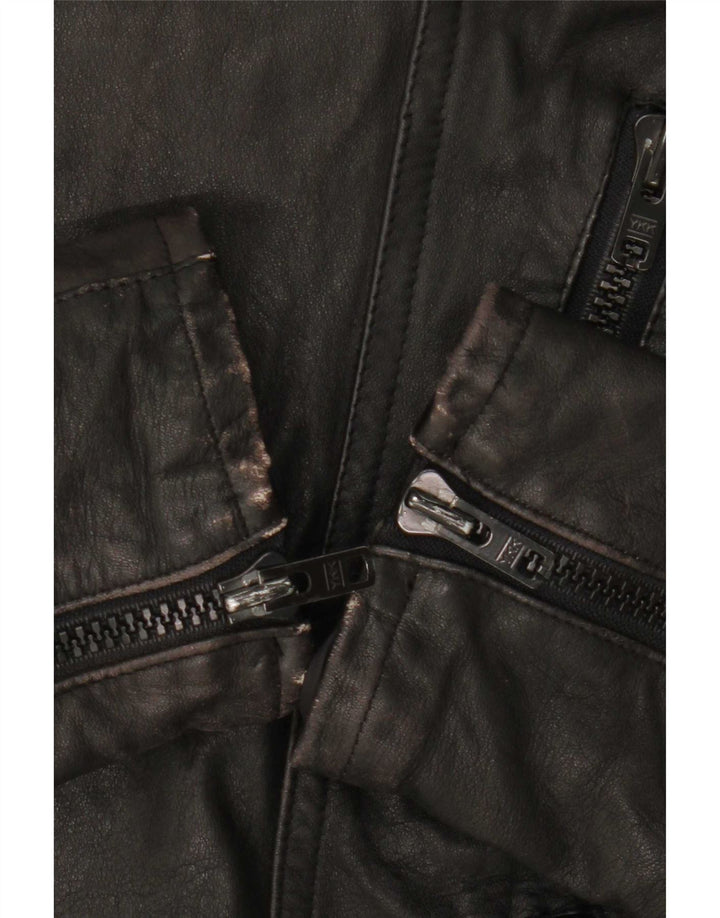 Vintage Herren Leder Bikerjacke IT 50 Large Schwarz