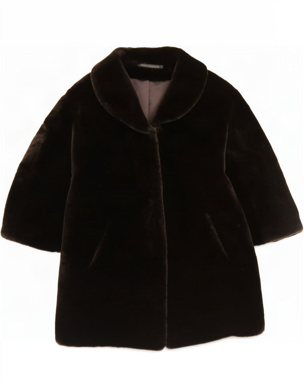 Marks & Spencer Damen Kunstpelzmantel UK 14 Large Braun Polyacryl