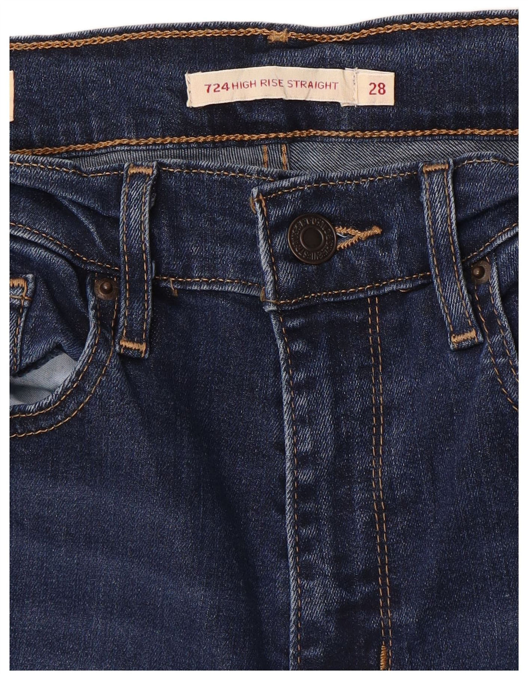 Levi's Damen 724 Crop High Rise Straight Jeans W28 L23 Blau