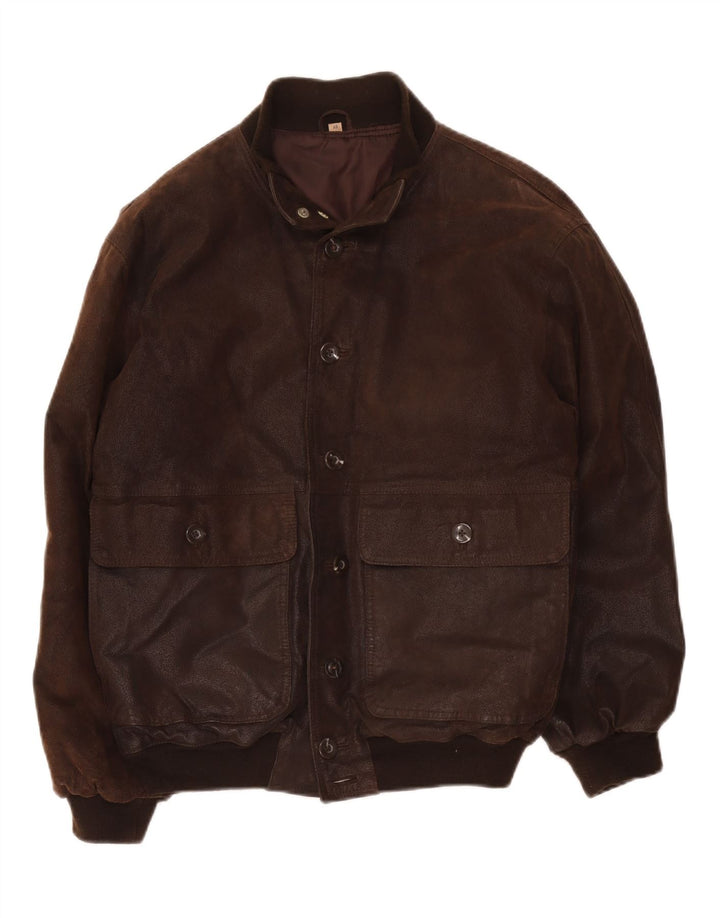 Vintage Herren Bomber Lederjacke IT 48 Mittelbraun