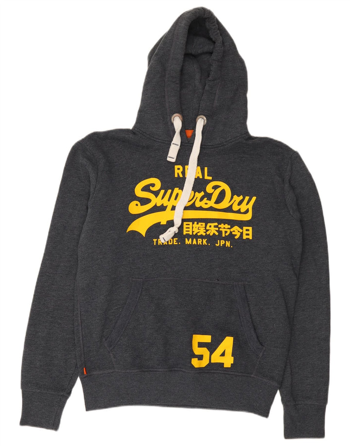 Superdry Herren Grafik-Kapuzenpullover aus mittelgrauer Baumwolle
