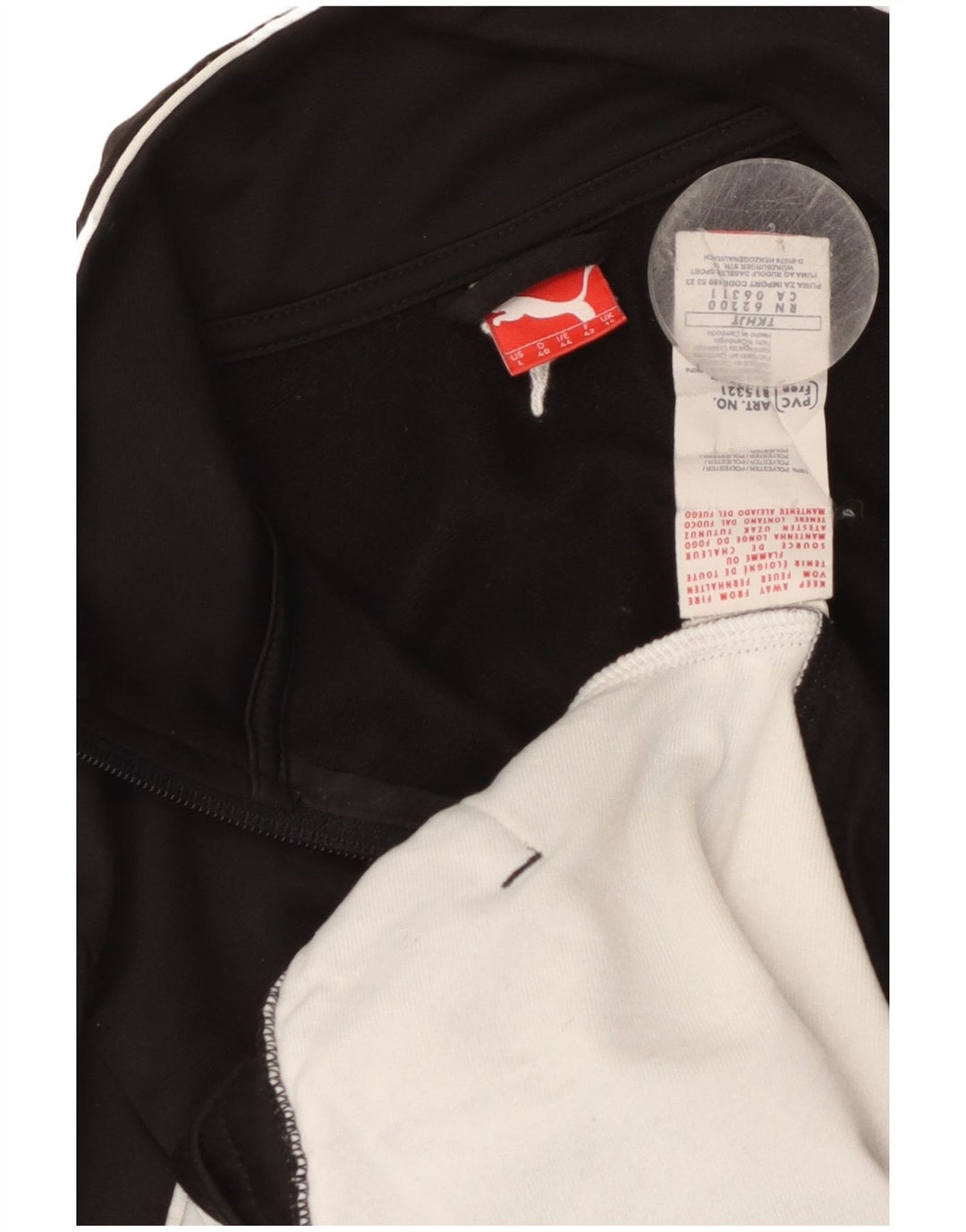 Puma Damen-Trainingsanzug-Top-Jacke, UK 14, groß, schwarzes Farbblock-Polyester