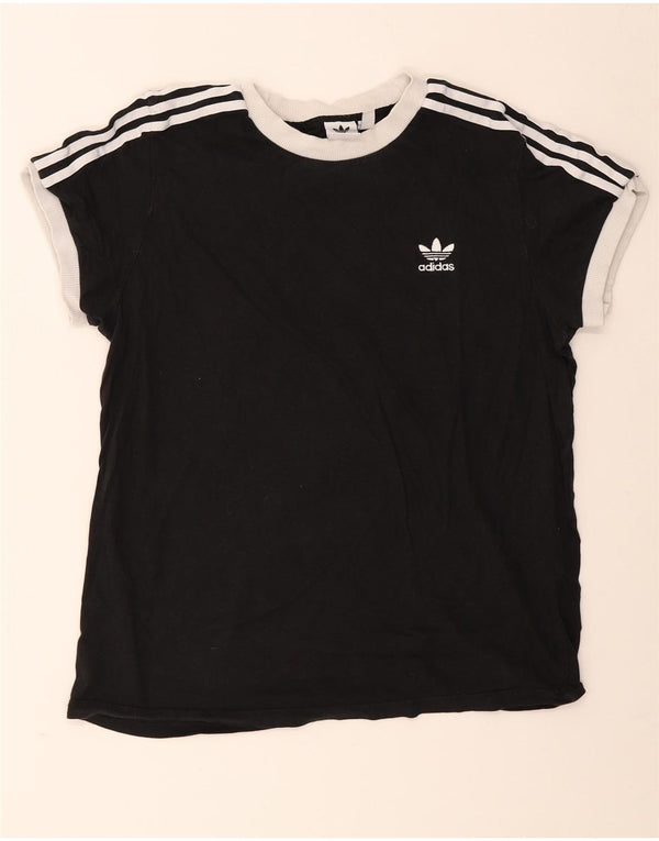 Adidas Damen T-Shirt Top UK 14 Large Schwarz Baumwolle