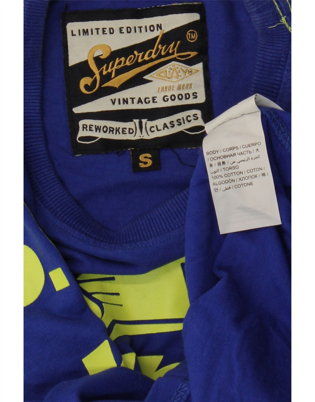 Superdry Herren Grafik-T-Shirt-Oberteil, Größe S, Blau, Baumwolle