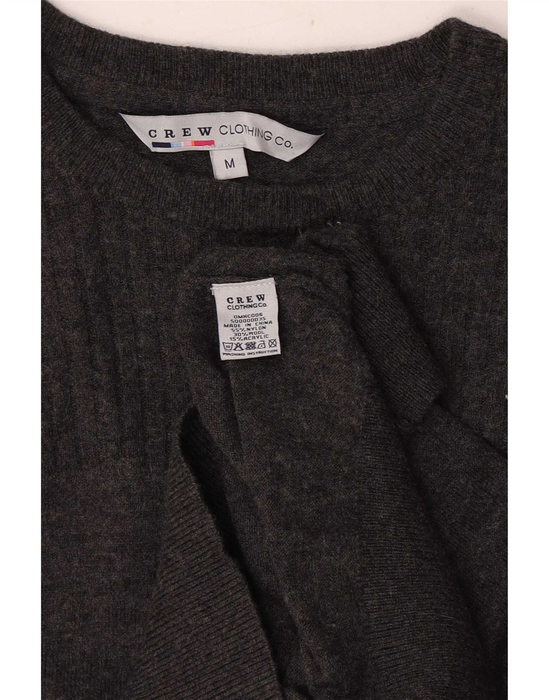 Crew Clothing Herren-Pullover mit U-Boot-Ausschnitt, mittelgraues Nylon