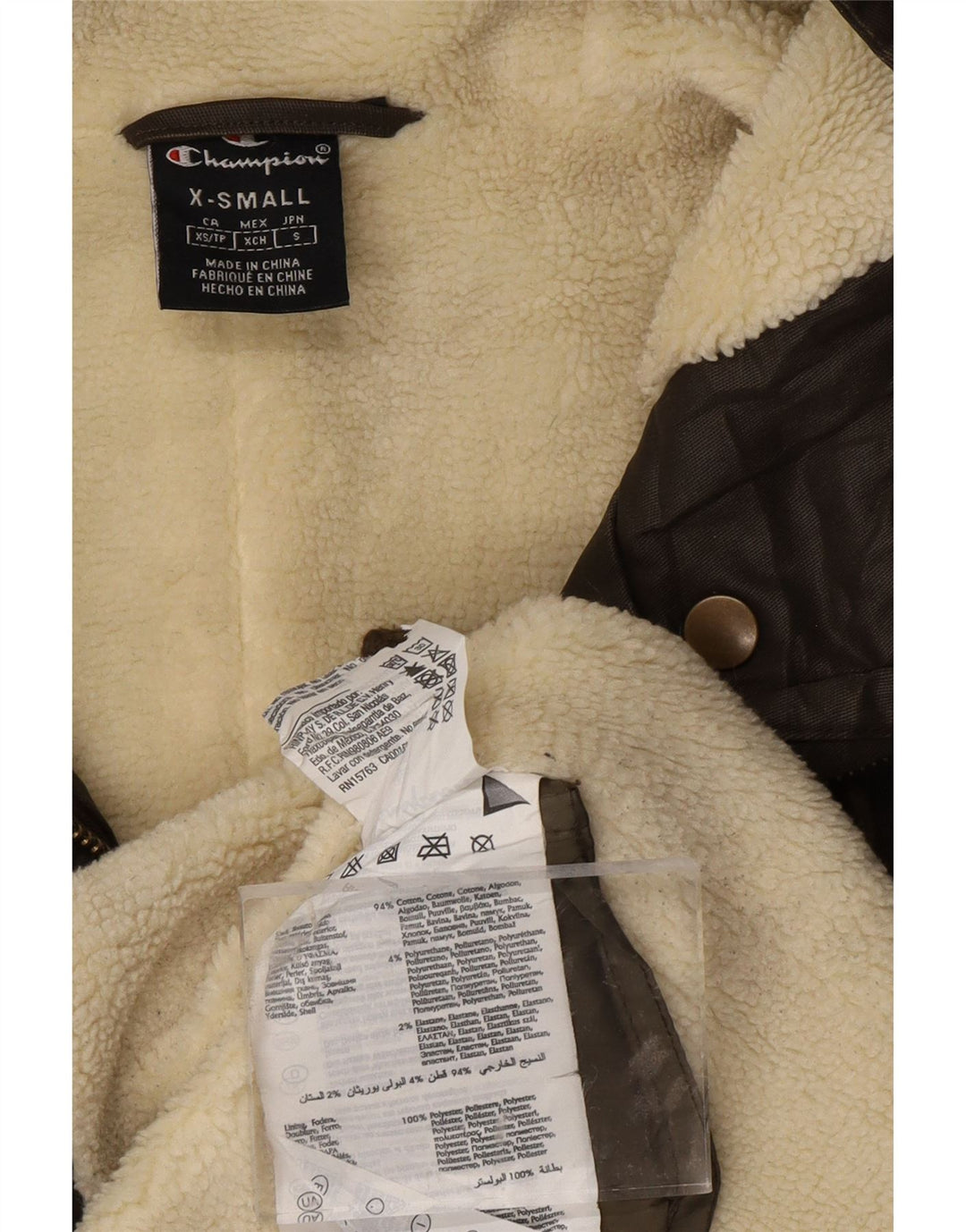 CHAMPION Damen-Sherpa-Parka mit Kapuze, UK 6, XS, Khaki, Baumwolle