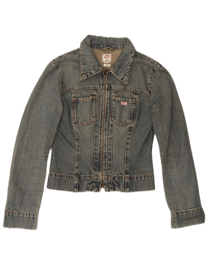 Miss Sixty Damen Crop Denim Jacke UK 12 Mittelblaue Baumwolle