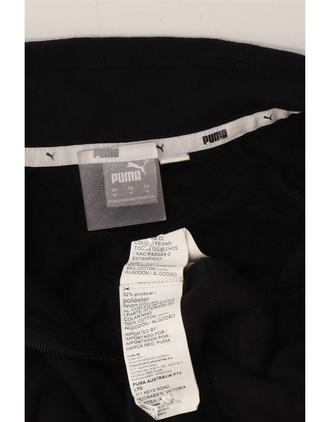 Puma Damen Crop Graphic Zip Neck Sweatshirt Pullover UK 14 Medium Schwarz