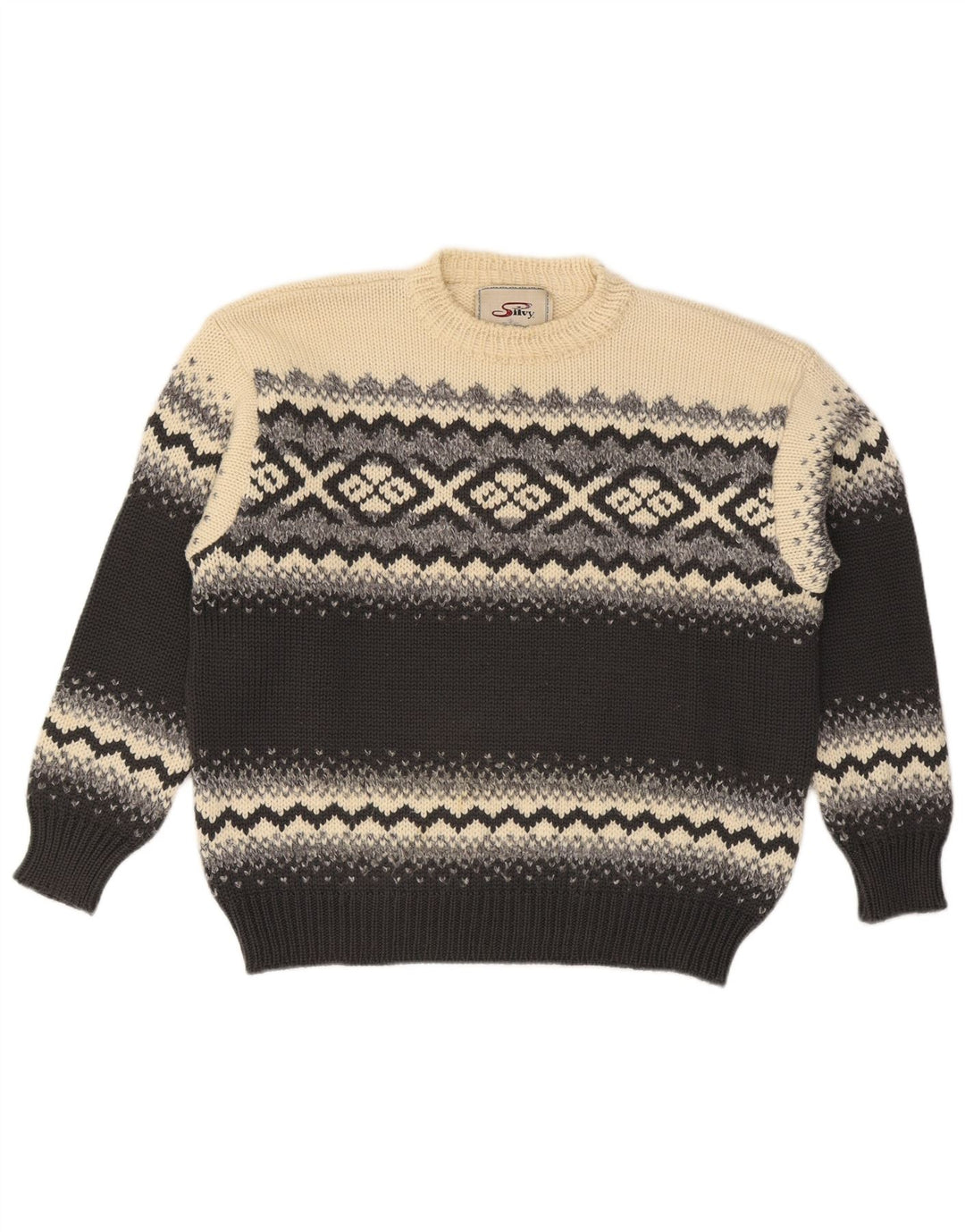 Silvy Herren-Pullover mit Rundhalsausschnitt IT 48 Medium Mehrfarbig Fair Isle