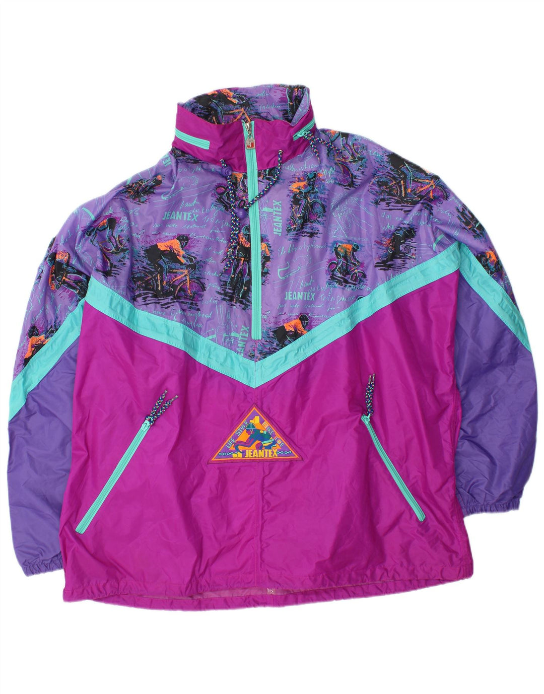 J JEANTEX Herren-Pullover mit Kapuze, Regenjacke, UK 44/46, 2XL, Lila, Farbblock