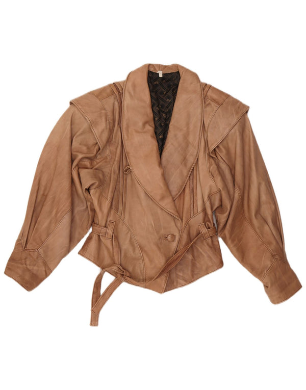 VINTAGE Damen Lederjacke UK 14 Large Beige