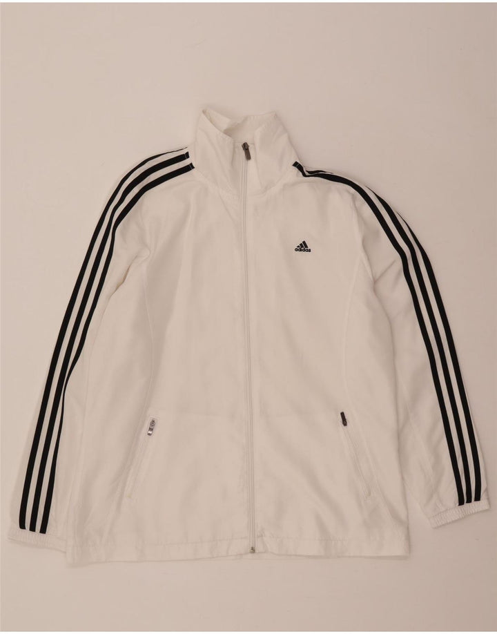 Adidas Damen Climalite Trainingsanzug Top Jacke UK 16 Large Weiß Polyester