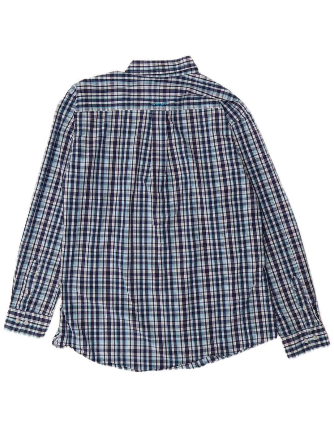 Ariat Herren-Hemd, tailliert, XL, blau kariert, Baumwolle