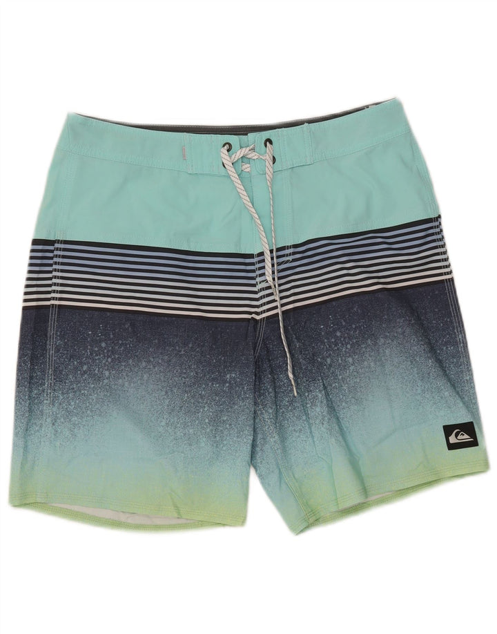 Quiksilver Herren-Badeshorts aus mitteltürkis gestreiftem Polyester