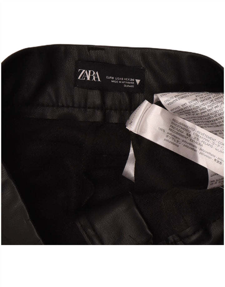 Zara Damen Bootcut-Hose aus Kunstleder, Größe S, W26, L27, Schwarz, Polyurethan