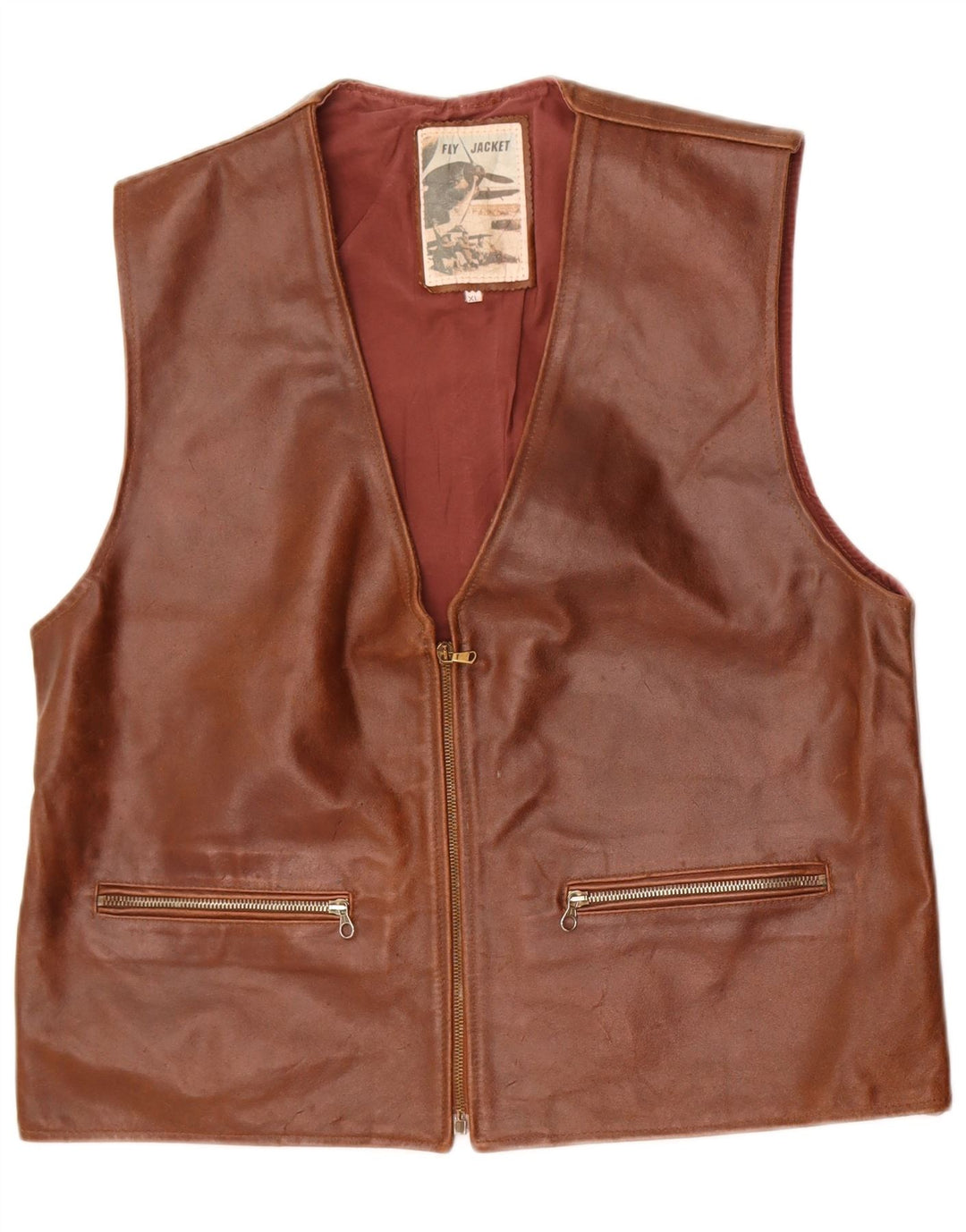 Fly Damen Lederweste UK 18 XL Braunes Leder