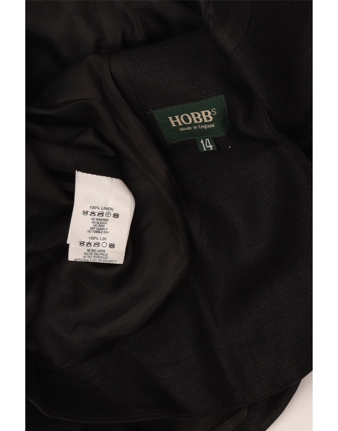 Hobbs Damen Crop 3 Button Blazer Jacke UK 14 Mittelschwarzes Leinen