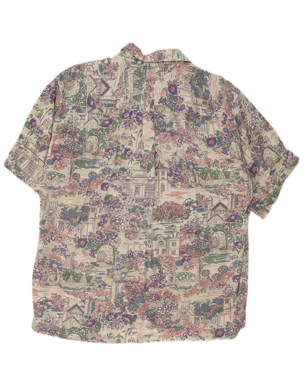 ELEGANCE Herren-Kurzarmhemd, Größe 41/42, groß, mehrfarbig, Blumenmuster