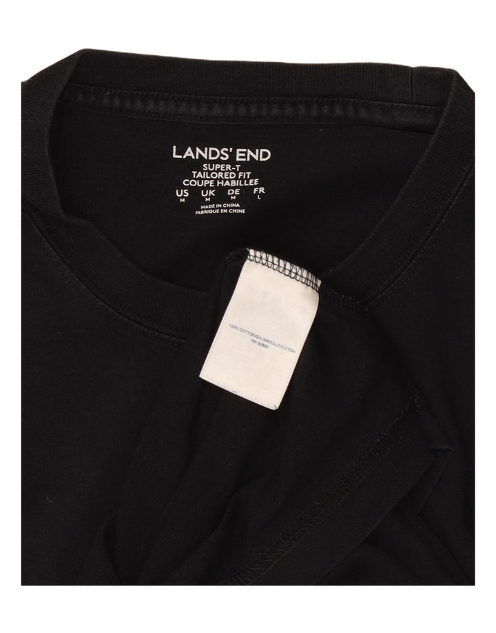 LANDS END Tailored Fit T-Shirt-Oberteil für Herren aus mittelschwarzer Baumwolle