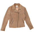 NUR Damen-Bikerjacke aus Wildleder, IT 40, kleines beiges Leder