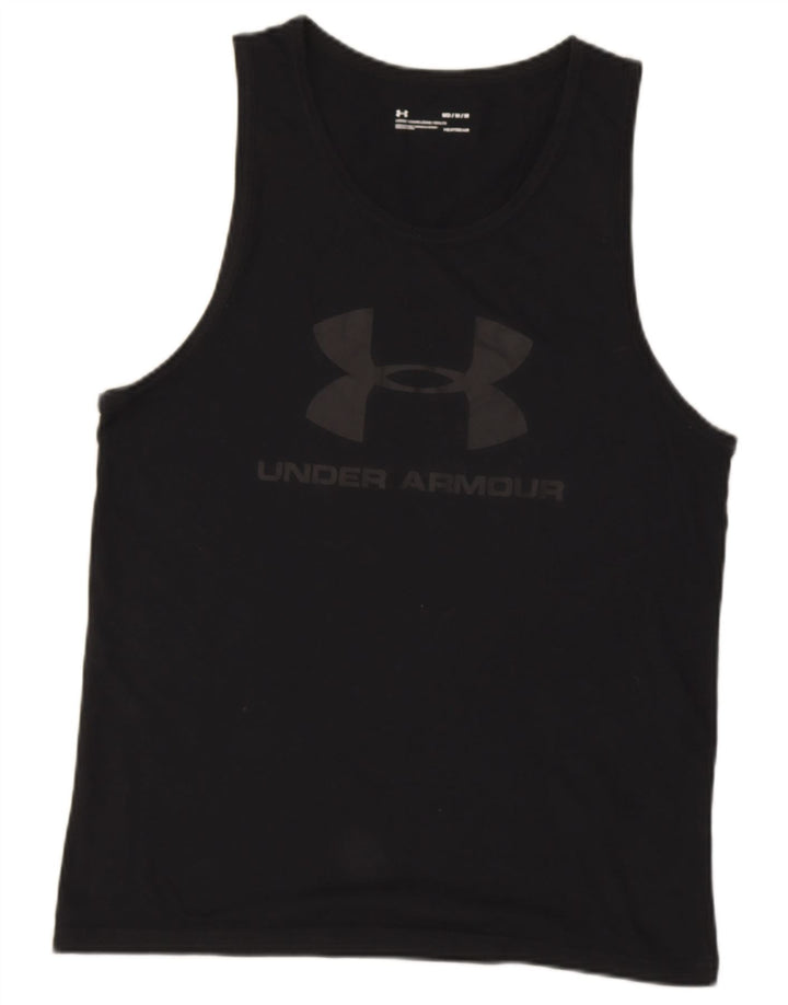 UNDER ARMOUR Herren Heat Gear Grafik-Weste-Oberteil aus mittelschwarzer Baumwolle