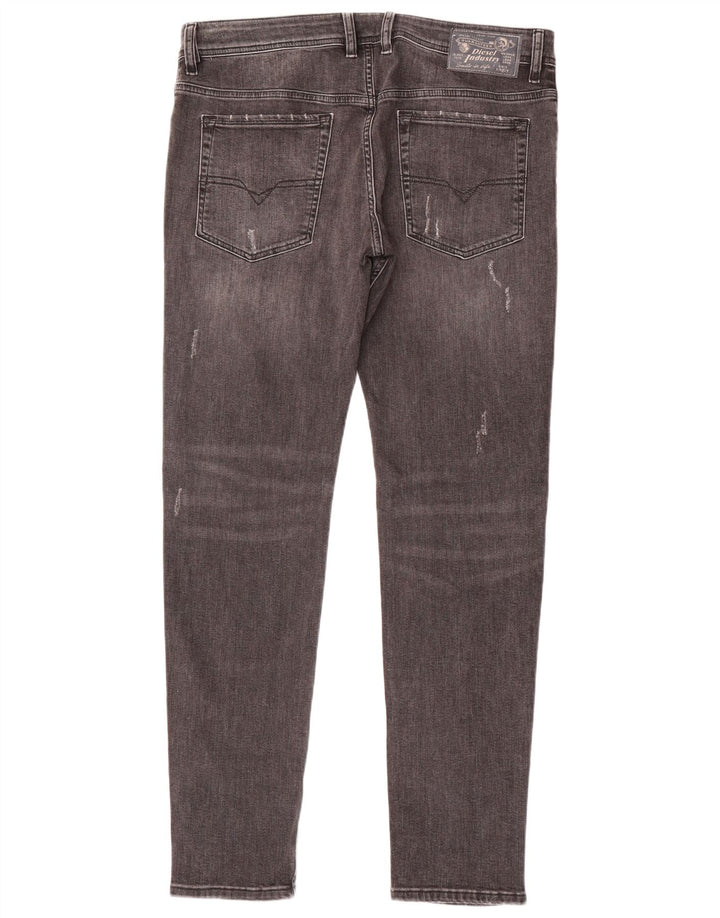 Diesel Herren Distressed Slim Jeans W36 L32 Graue Baumwolle