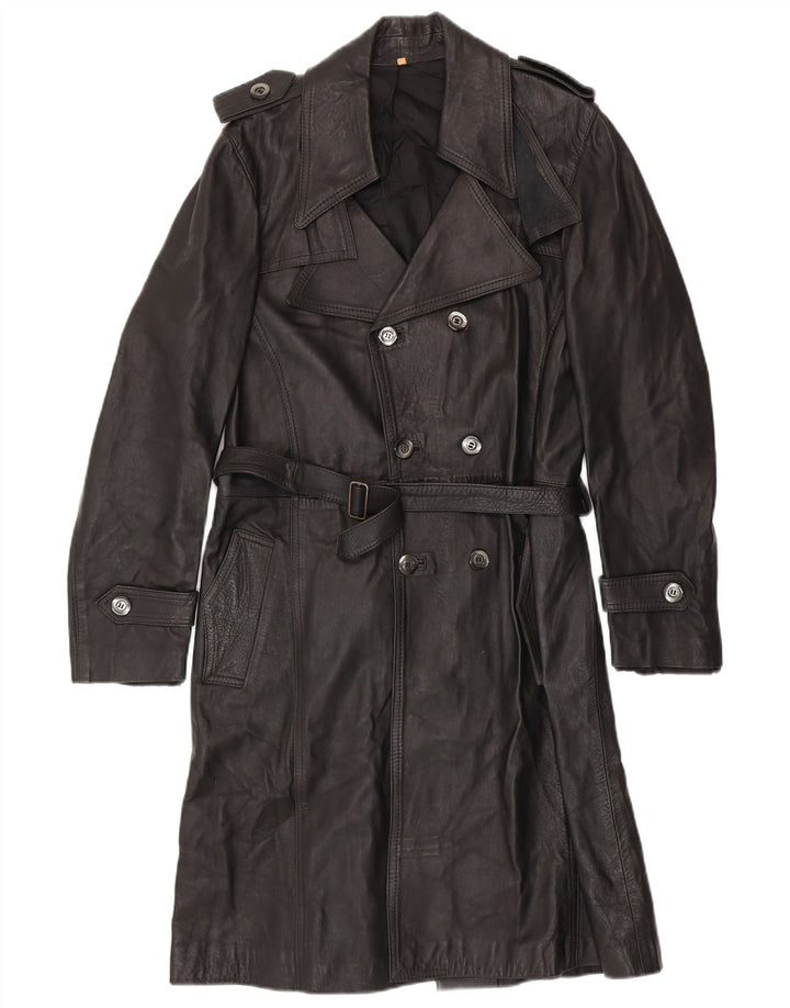 Vintage Herren Ledermantel UK 36 Small Black