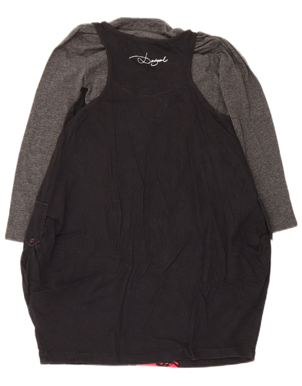 Desigual Mädchen-Langarmkleid mit grafischen Blasen, 7–8 Jahre, schwarzes Herz