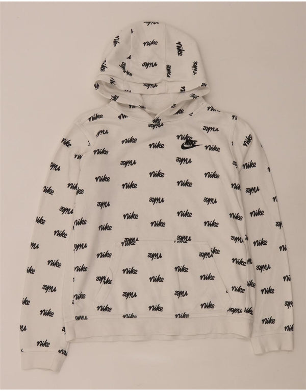 Nike Jungen Graphic Standard Fit Kapuzenpullover, 13–14 Jahre, XL, weiße Baumwolle