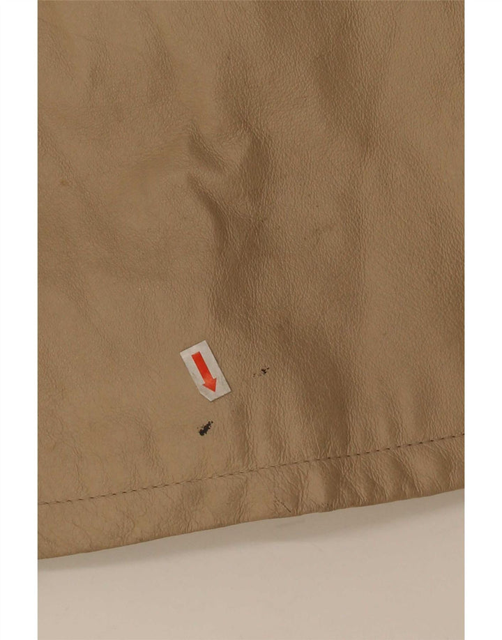 Vintage Damen Ledermantel EU 50 3XL Beige Classic