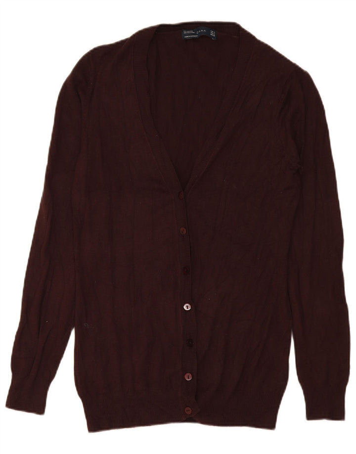 Zara Damen Strickjacke UK 12 Mittelbraune Viskose
