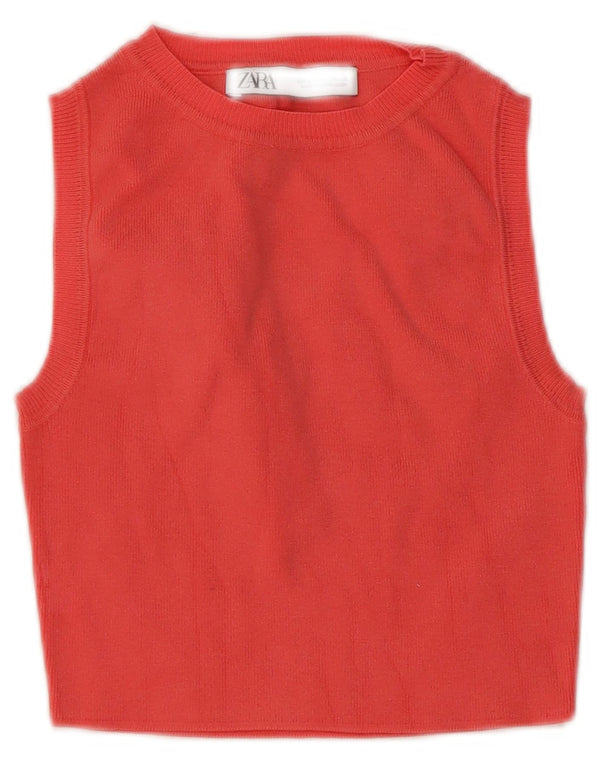 Zara Damen Crop Vest Tank Top UK 8 Small Pink