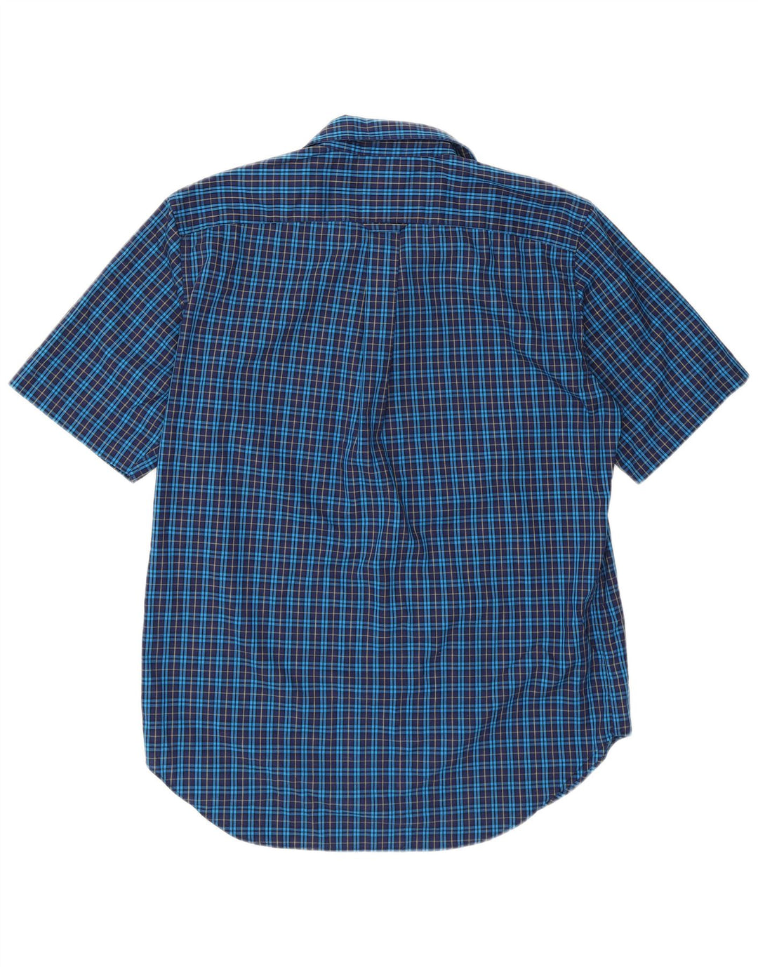 NAUTICA Mens Classic Fit Short Sleeve Shirt Medium Blue Check Cotton