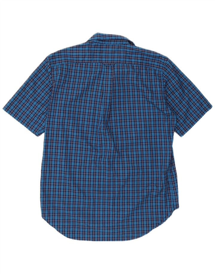 NAUTICA Mens Classic Fit Short Sleeve Shirt Medium Blue Check Cotton
