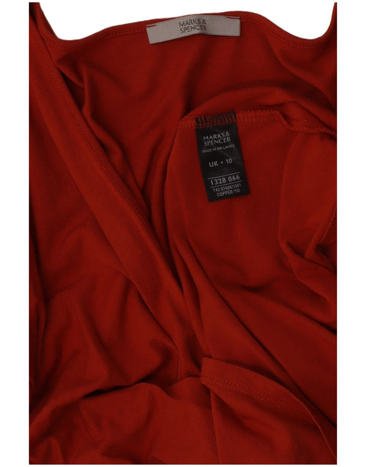 Marks & Spencer Damen-Kleid in A-Linie mit 3/4-Ärmeln, Gr. 10, Größe S, Rot, Polyester