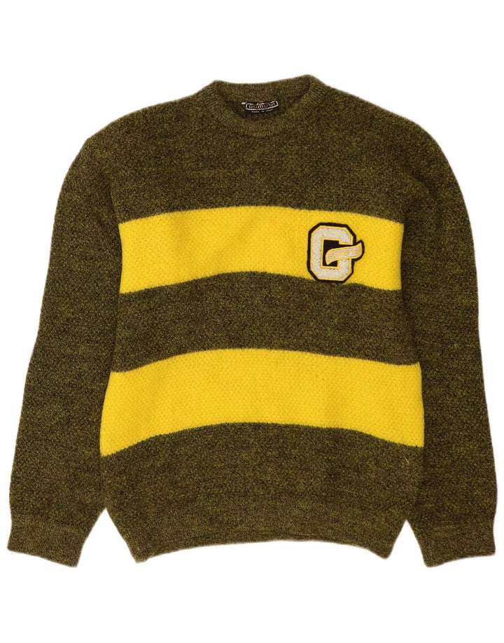 Gomena Herren-Pullover mit grafischem Rundhalsausschnitt, Mittelgrün, Farbblock