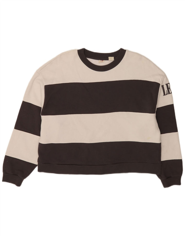 Levi's Damen-Pullover, übergroßer Crop-Sweatshirt, Gr. 14, mittelschwarz gestreift