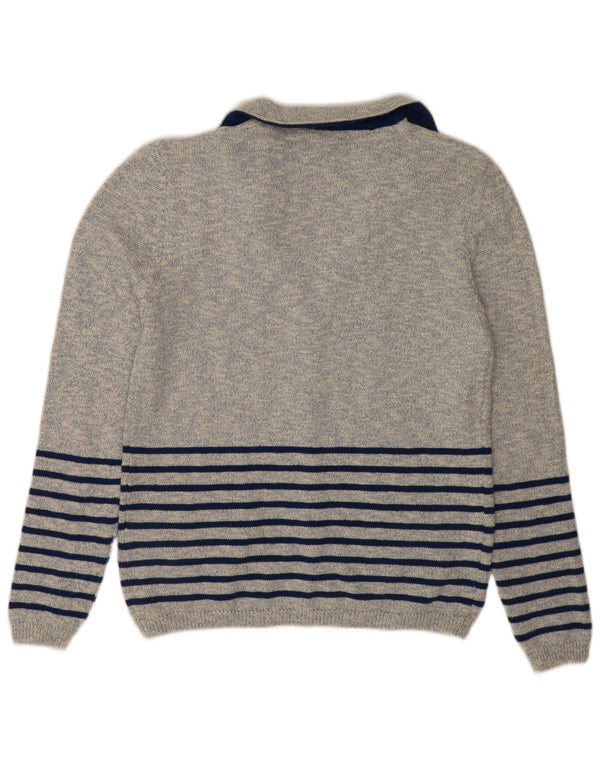 Primo Emporio Damen-Cardigan-Pullover UK 12 Mittelblau gestreift aus Baumwolle